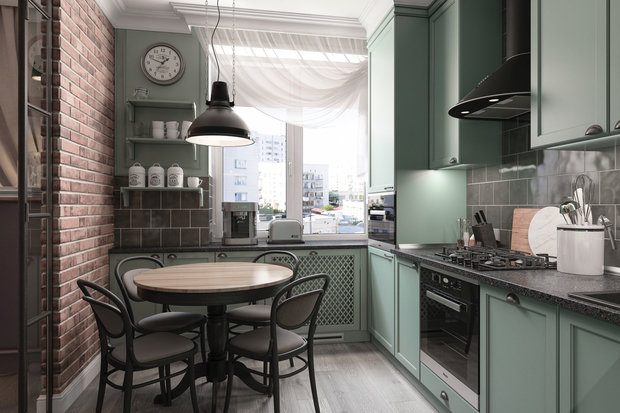 Фотография: Кухня и столовая в стиле Прованс и Кантри, Квартира, Проект недели, Москва, Сталинка, Кирпичный дом, 1 комната, 2 комнаты, до 40 метров, Анна Лубкова – фото на INMYROOM