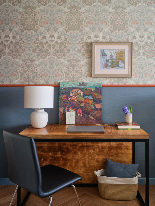 Фотография: Кабинет в стиле Современный, Винтажный, Классический, Квартира, Проект недели, Москва, Монолитный дом, 4 и больше, Более 90 метров, Ольга Рудакова, Rudakova design – фото на INMYROOM