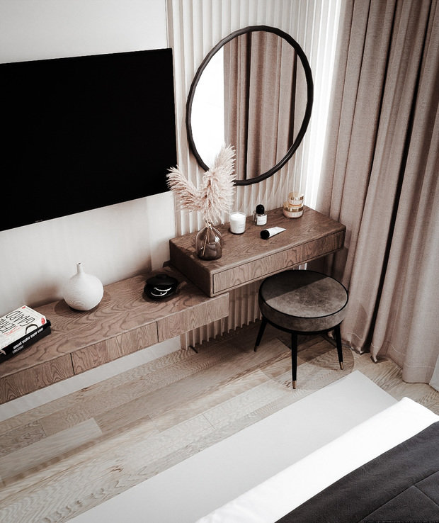Интерьер гостиной в стиле минимализм с элементами джапанди