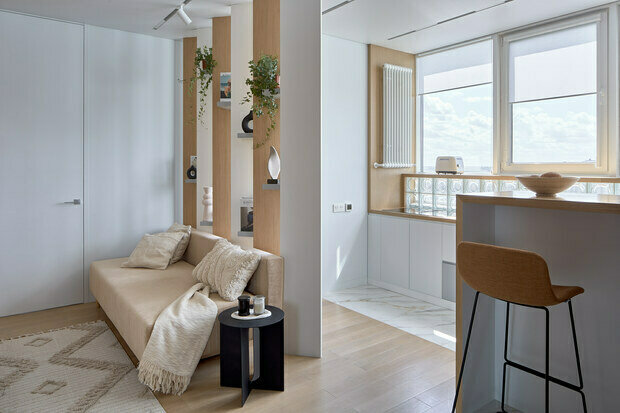 Фотография: Гостиная в стиле Современный, Минимализм, Эко, Квартира, Проект недели, Монолитный дом, 2 комнаты, 40-60 метров, Студия дизайна интерьеров Алексея Сушкова, Алексей Сушков, Белгород – фото на INMYROOM