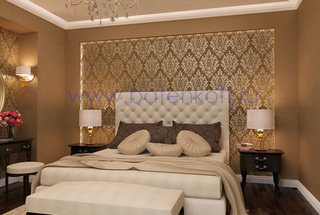 Дизайн проект спальни в частном доме в пос Сысерть в классическом стиле.