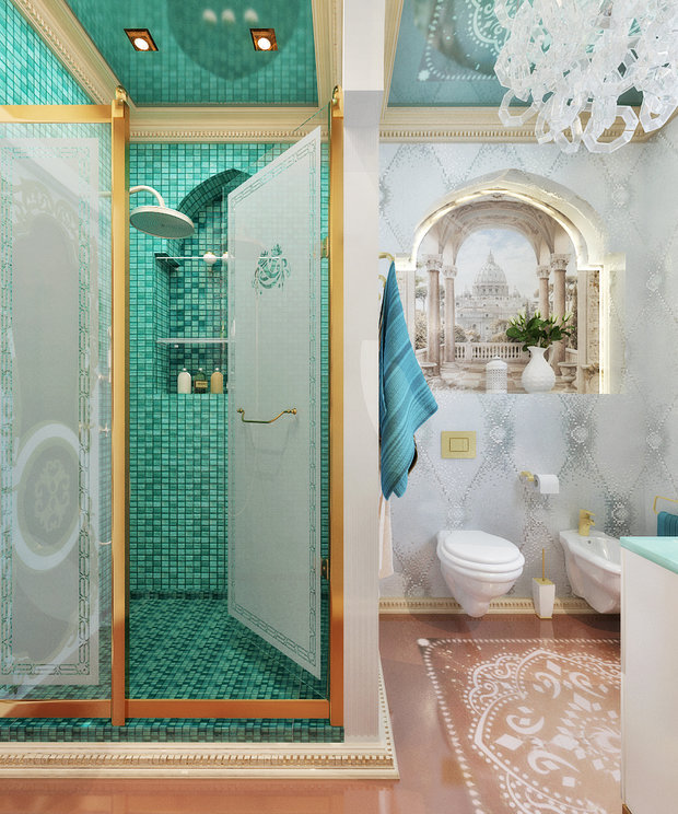 Фото из портфолио Восточные мотивы в интерьере ванной комнаты - 3D визуализация – фотографии дизайна интерьеров на INMYROOM