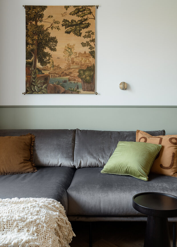 Фотография: Гостиная в стиле Современный, Квартира, Проект дня, Екатеринбург, Монолитный дом, 2 комнаты, 40-60 метров, современный с элементами ретро, Анастасия Гавриленко, Анастасия Камаева – фото на INMYROOM