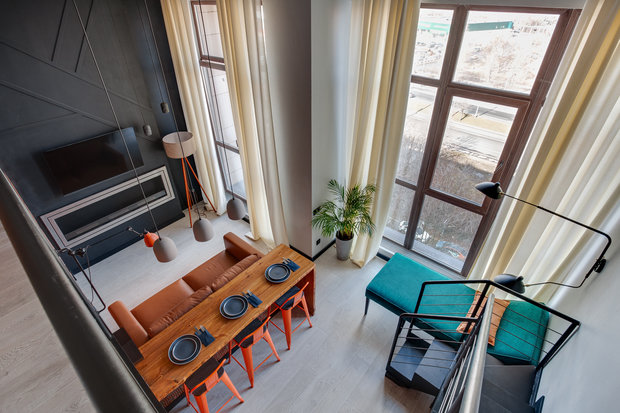 Фотография: Гостиная в стиле Лофт, Квартира, Проект недели, Москва, 2 комнаты, 40-60 метров, Ольга Астафьева – фото на INMYROOM