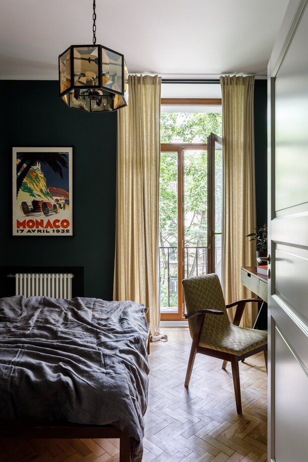 Фотография: Спальня в стиле Скандинавский, Современный, Эклектика, Винтажный, Квартира, Проект недели, Москва, Сталинка, Кирпичный дом, 3 комнаты, 60-90 метров, I-410, Ольга Рюкина – фото на INMYROOM