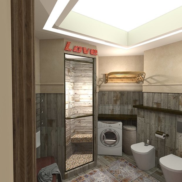 Фотография: Ванная в стиле Прованс и Кантри, Лофт, Квартира, Проект недели, Челябинск, новостройка, Анна Серскова, ЙОХ architects, Монолитный дом, 2 комнаты, 60-90 метров – фото на INMYROOM