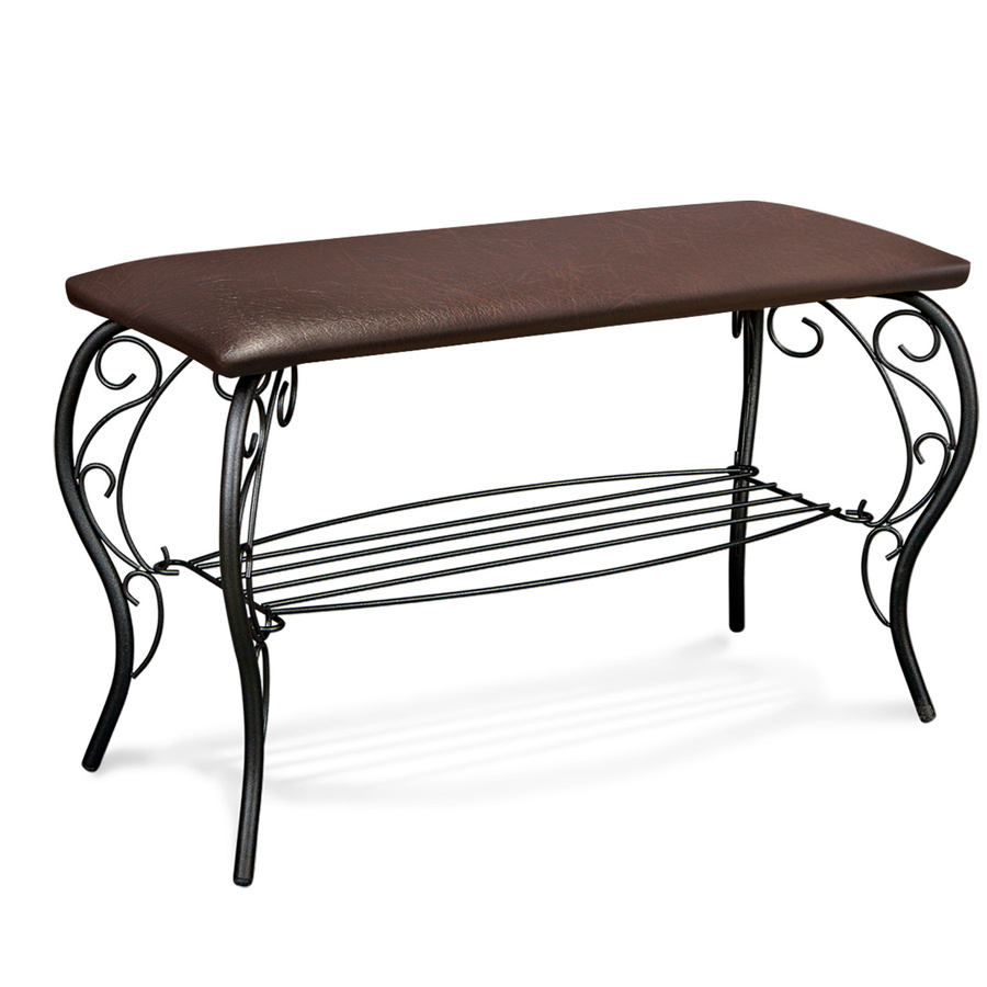 Банкетка на металлокаркасе Грация коричневого цвета (экокожа)