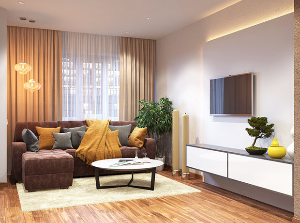 Фото из портфолио Уютная гостиная с каминной зоной. – фотографии дизайна интерьеров на INMYROOM