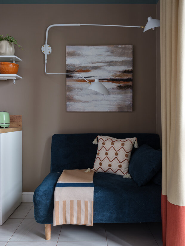 Фотография: Кухня и столовая в стиле Современный, Эклектика, Малогабаритная квартира, Квартира, Проект недели, Одинцово, Монолитный дом, 1 комната, до 40 метров, Юлия Сергеева, Julia Sergeeva Interiors – фото на INMYROOM