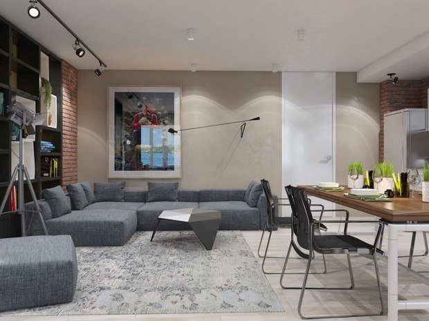 Фото из портфолио Гостиная в стиле лофт – фотографии дизайна интерьеров на INMYROOM