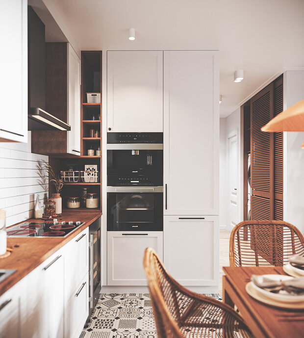 Фотография: Кухня и столовая в стиле Скандинавский, Современный, Эклектика, Бохо, Квартира, Проект недели, Москва, 3 комнаты, 60-90 метров, KSInteriors – фото на INMYROOM