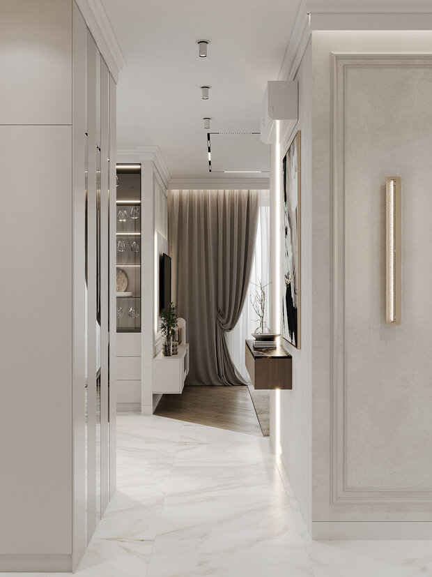 Фото из портфолио Дизайн интерьера квартиры в ЖК «Черная Речка 41» в стиле современный минимализм с элементами классики – фотографии дизайна интерьеров на INMYROOM