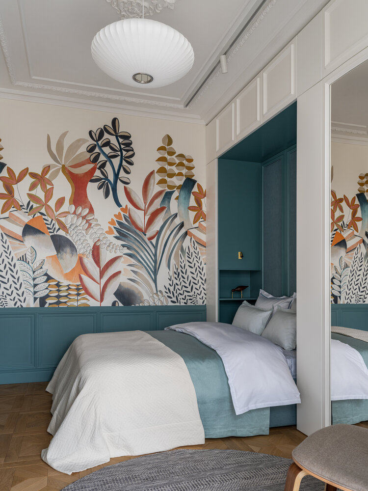 Фотография: Спальня в стиле Современный, Винтажный, Квартира, Проект недели, Москва, Сталинка, 2 комнаты, 40-60 метров, Марина Трошина – фото на INMYROOM Фотография: Спальня в стиле Современный, Винтажный, Квартира, Проект недели, Москва, Сталинка, 2 комнаты, 40-60 метров, Марина Трошина – фото на INMYROOM