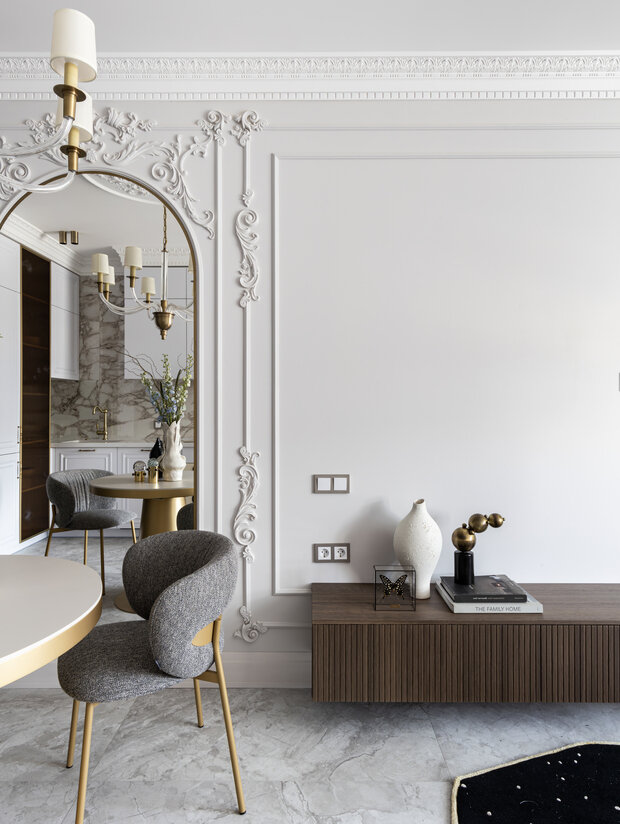 Фотография: Гостиная в стиле Классический, Современный, Квартира, Проект дня, Москва, Монолитный дом, 1 комната, 40-60 метров, Алина Мурашова – фото на INMYROOM