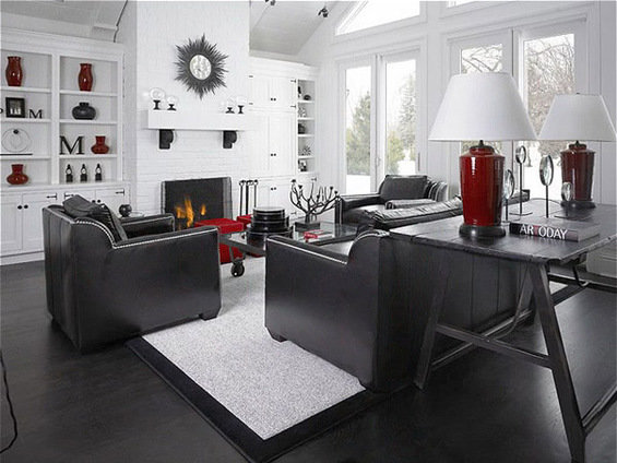 Фотография: Гостиная в стиле Скандинавский, Квартира, Дом, Цвет в интерьере, Дома и квартиры, Камин, Синий – фото на INMYROOM