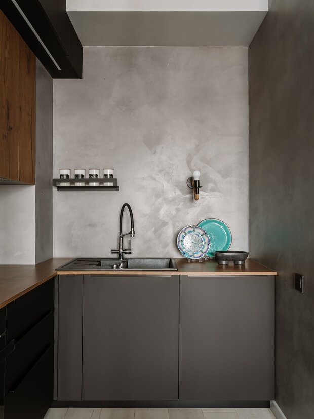 Фотография: Кухня и столовая в стиле Лофт, Современный, Эклектика, Квартира, Проект недели, Москва, 3 комнаты, 60-90 метров, Domeli, Катерина Притчина – фото на INMYROOM