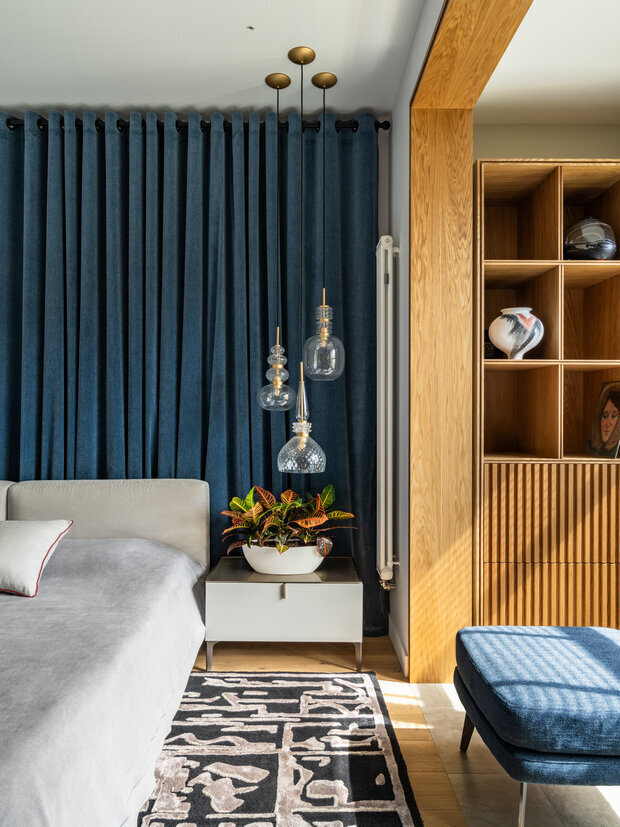 Фотография: Спальня в стиле Современный, Квартира, Проект дня, Москва, 3 комнаты, Более 90 метров, Эксклюзивные проекты, Александр Сенчугов – фото на INMYROOM