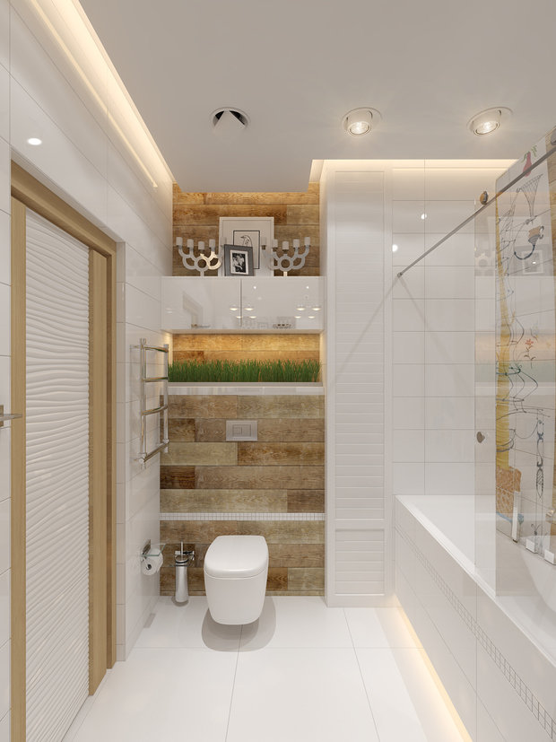 Фотография: Ванная в стиле Лофт, Современный, Малогабаритная квартира, Квартира, Хранение, Мебель и свет, Дома и квартиры, Проект недели – фото на INMYROOM