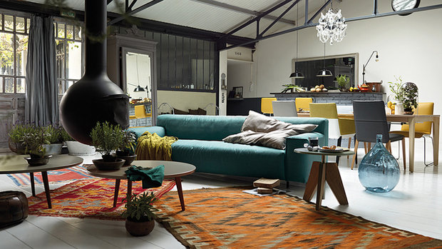 Фотография: Гостиная в стиле Лофт, Декор интерьера, Дизайн интерьера, Цвет в интерьере – фото на INMYROOM