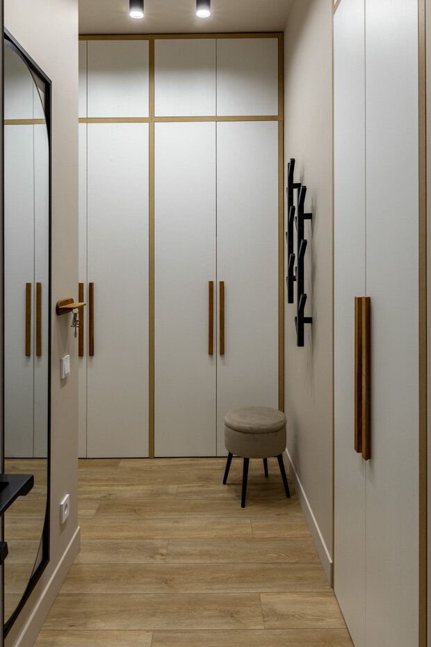 Фотография: Прихожая в стиле Современный, Малогабаритная квартира, Квартира, Проект дня, Москва, 1 комната, 40-60 метров, Ирина Долганова, современный с элементами минимализма и скандинавского стиля – фото на INMYROOM