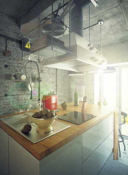 Фотография: Кухня и столовая в стиле Лофт, Квартира, Дома и квартиры, Индустриальный – фото на INMYROOM