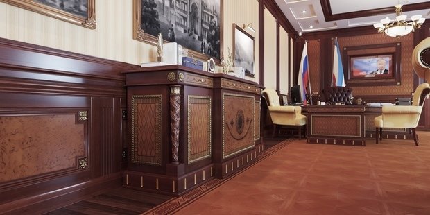 Визуализация интерьера кабинета в классическом стиле