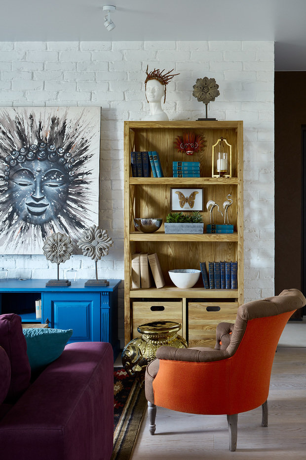 Фотография: Гостиная в стиле Эклектика, Квартира, Проект недели, Москва, Сталинка, 3 комнаты, 60-90 метров, Дарья Мисюра – фото на INMYROOM