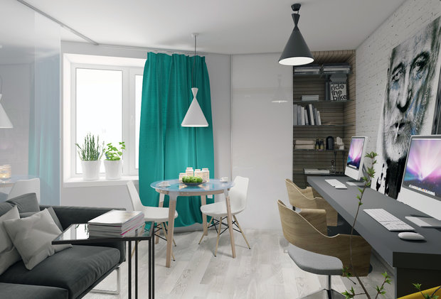 Фото из портфолио дизайн квартиры в 24 кв.м для молодой семьи из двух человек – фотографии дизайна интерьеров на INMYROOM