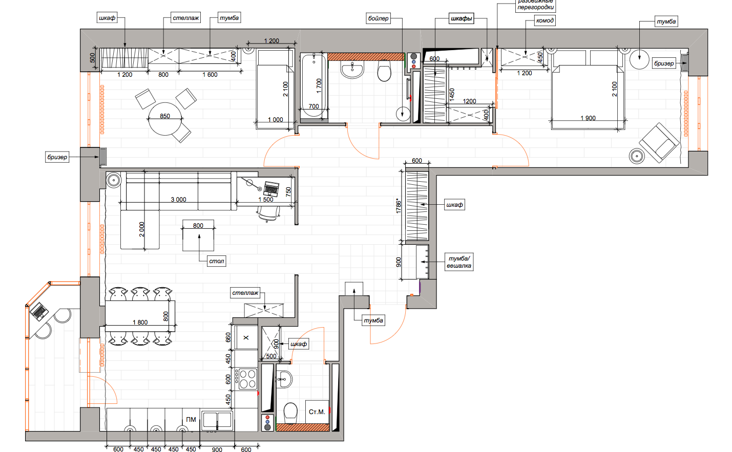 Фотография: Планировки в стиле , Скандинавский, Квартира, Проект недели, Екатеринбург, Монолитный дом, Юлия Калеми, 3 комнаты, 60-90 метров – фото на INMYROOM