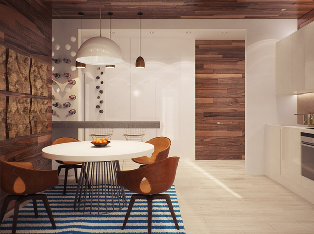 Фотография: Кухня и столовая в стиле Современный, Эко, Лофт, Скандинавский, Восточный, Квартира, Минимализм, напольное покрытие – фото на INMYROOM