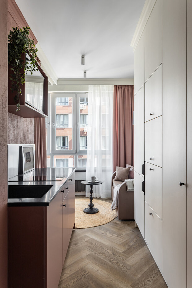 Фотография: Гостиная в стиле Современный, Малогабаритная квартира, Квартира, Студия, Проект дня, Москва, до 40 метров, Сара Михайлова – фото на INMYROOM