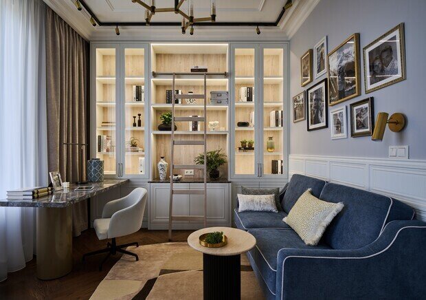 Фотография: Кабинет в стиле Классический, Современный, Квартира, Проект дня, 3 комнаты, Более 90 метров, Эксклюзивные проекты, современный с элементами неоклассики, Новосибирская область, Кольцово – фото на INMYROOM