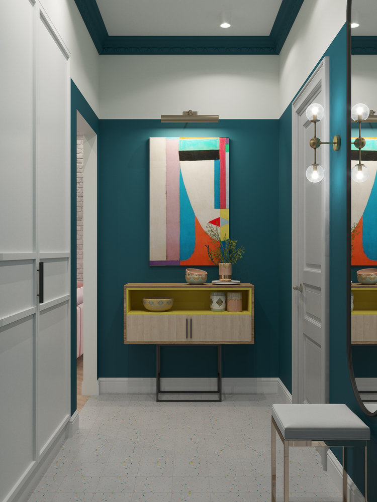 Фотография: Прихожая в стиле Современный, Кухня и столовая, Ванная, Гостиная, Спальня, Квартира, Проект недели, Желтый, Синий, Розовый, 2 комнаты, 40-60 метров, ПРЕМИЯ INMYROOM – фото на INMYROOM Фотография: Прихожая в стиле Современный, Кухня и столовая, Ванная, Гостиная, Спальня, Квартира, Проект недели, Желтый, Синий, Розовый, 2 комнаты, 40-60 метров, ПРЕМИЯ INMYROOM – фото на INMYROOM