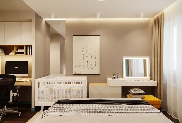 Фотография: Спальня в стиле Эко, Современный, Квартира, Проект недели, Москва, Панельный дом, 3 комнаты, 60-90 метров, Владислав Седов, LINES – фото на INMYROOM