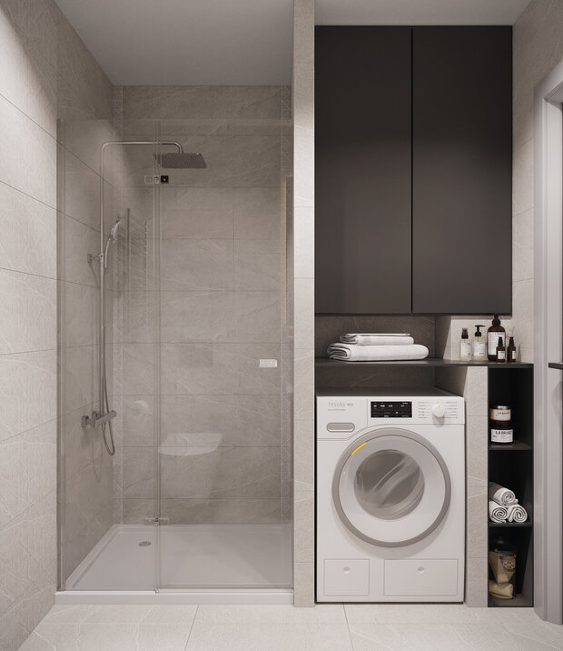 Визуализация ванной комнаты в современном стиле