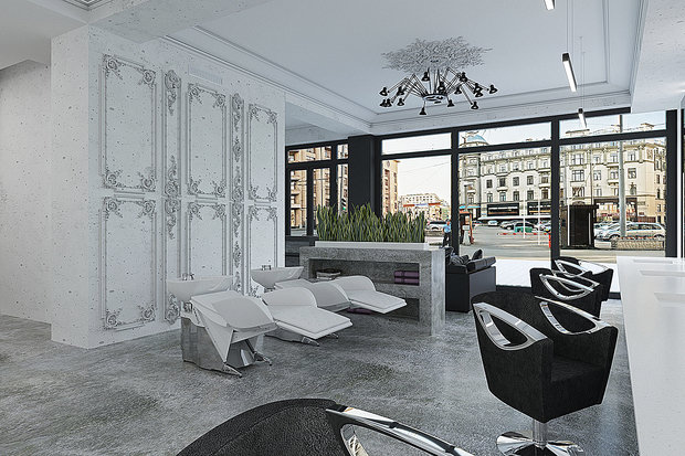 Визуализация интерьера офиса в современном стиле с элементами минимализма
