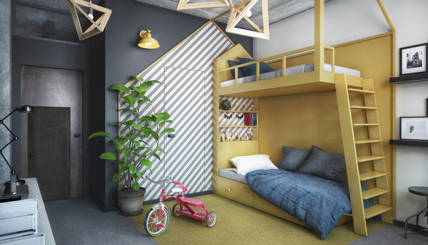Фотография: Детская в стиле Лофт, Современный, Квартира, Проект недели, Москва, Серый, Коричневый, ToTaste Studio, Более 90 метров – фото на INMYROOM