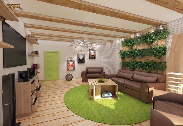 Фото из портфолио Брызги лета. Гостиная с гидропоникой. – фотографии дизайна интерьеров на INMYROOM