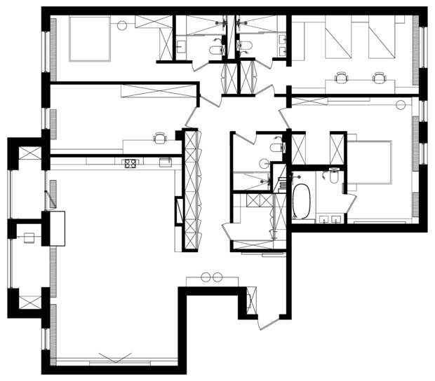 Фотография: Планировки в стиле , Классический, Современный, Эклектика, Квартира, Проект дня, Казахстан, 4 и больше, Более 90 метров, Алматы, Raw Space Design, Полина Кравцова – фото на INMYROOM