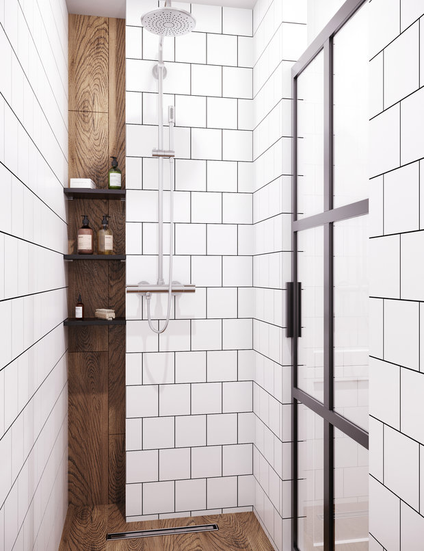 Фотография: Ванная в стиле Скандинавский, Квартира, Проект недели, Санкт-Петербург, 1 комната, 40-60 метров, Монолитно-кирпичный, Студия 20:18 – фото на INMYROOM