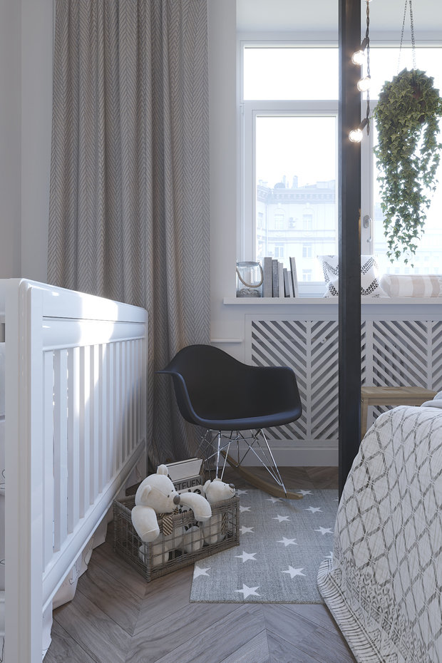 Фотография: Детская в стиле Скандинавский, Кухня и столовая, Гостиная, Спальня, Классический, Современный, Квартира, Проект недели, Серый, 3 комнаты, Более 90 метров, ПРЕМИЯ INMYROOM – фото на INMYROOM