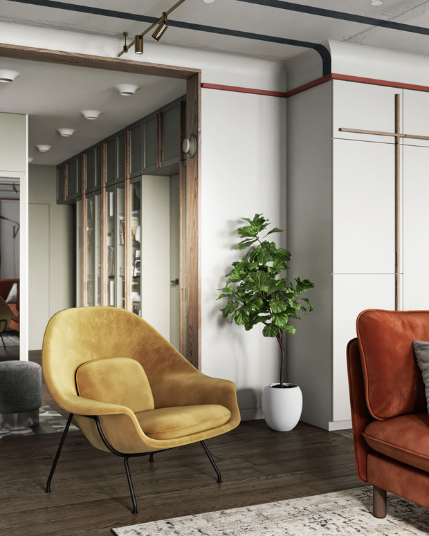 Фотография: Гостиная в стиле Современный, Эклектика, Квартира, Проект дня, Санкт-Петербург, ToTaste Studio, 3 комнаты, 60-90 метров, Более 90 метров – фото на INMYROOM