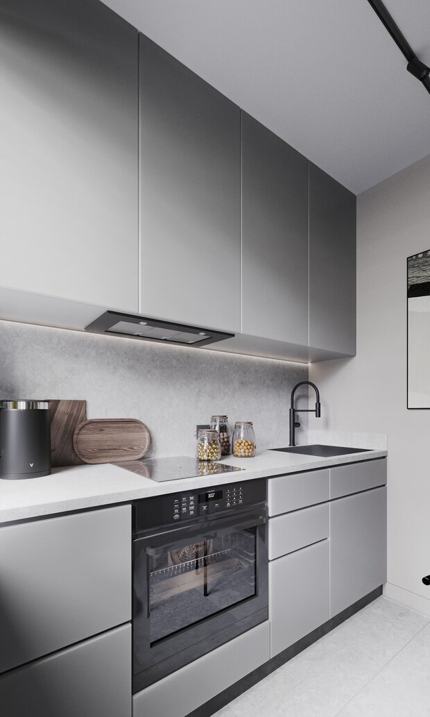 Фотография: Кухня и столовая в стиле Современный, Минимализм, Квартира, Проект недели, Москва, Панельный дом, 2 комнаты, 40-60 метров, KSInteriors – фото на INMYROOM