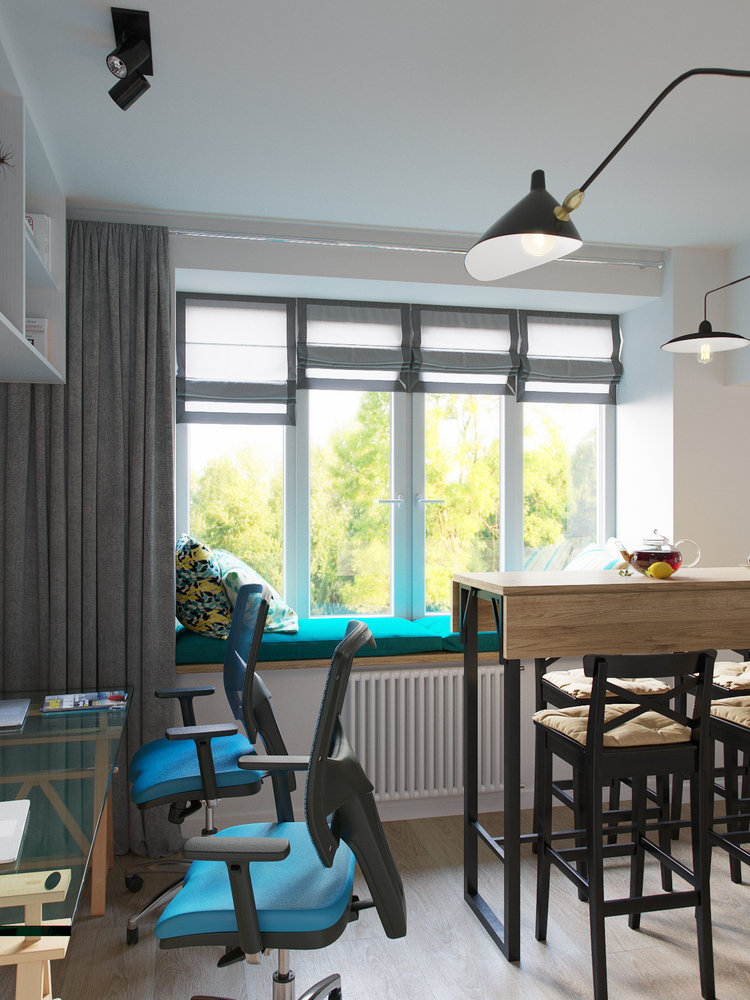 Фотография: Кабинет в стиле Скандинавский, Квартира, Проект недели, Москва, Никита Зуб, Блочный дом, 3 комнаты, Дизайн-студия «Цуккини», 60-90 метров – фото на INMYROOM