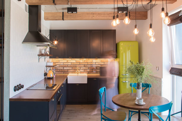 Фотография: Кухня и столовая в стиле Лофт, Квартира, Украина, Проект недели, Монолитный дом, 3 комнаты, 60-90 метров, Роман Луценко, Днепр – фото на INMYROOM