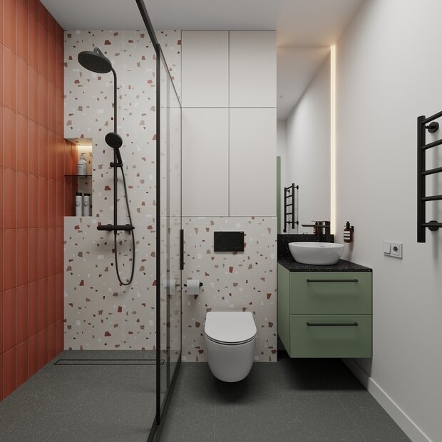 Фотография: Ванная в стиле Современный, Минимализм, Квартира, Проект недели, Москва, Монолитный дом, 3 комнаты, Более 90 метров, AE Design, Екатерина Ткаченко, Алиса Сивякова – фото на INMYROOM