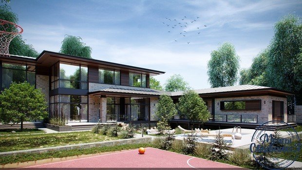 Фото из портфолио Современный двухэтажный дом с панорамными окнами – фотографии дизайна интерьеров на INMYROOM