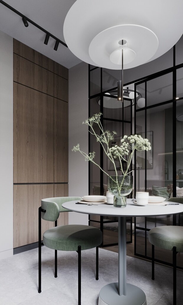 Фотография: Кухня и столовая в стиле Современный, Минимализм, Квартира, Проект недели, Москва, Панельный дом, 2 комнаты, 40-60 метров, KSInteriors – фото на INMYROOM