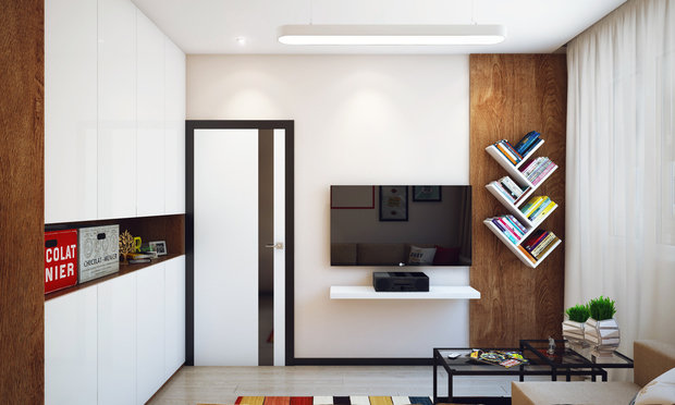 Фотография: Гостиная в стиле Лофт, Современный, Малогабаритная квартира, Квартира, Дома и квартиры, Проект недели – фото на INMYROOM