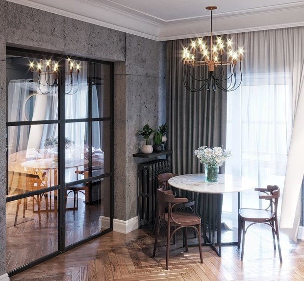 Фотография: Кухня и столовая в стиле Эклектика, Квартира, Проект недели, Серый, Екатеринбург, 1 комната, до 40 метров, IN MY BOX – фото на INMYROOM